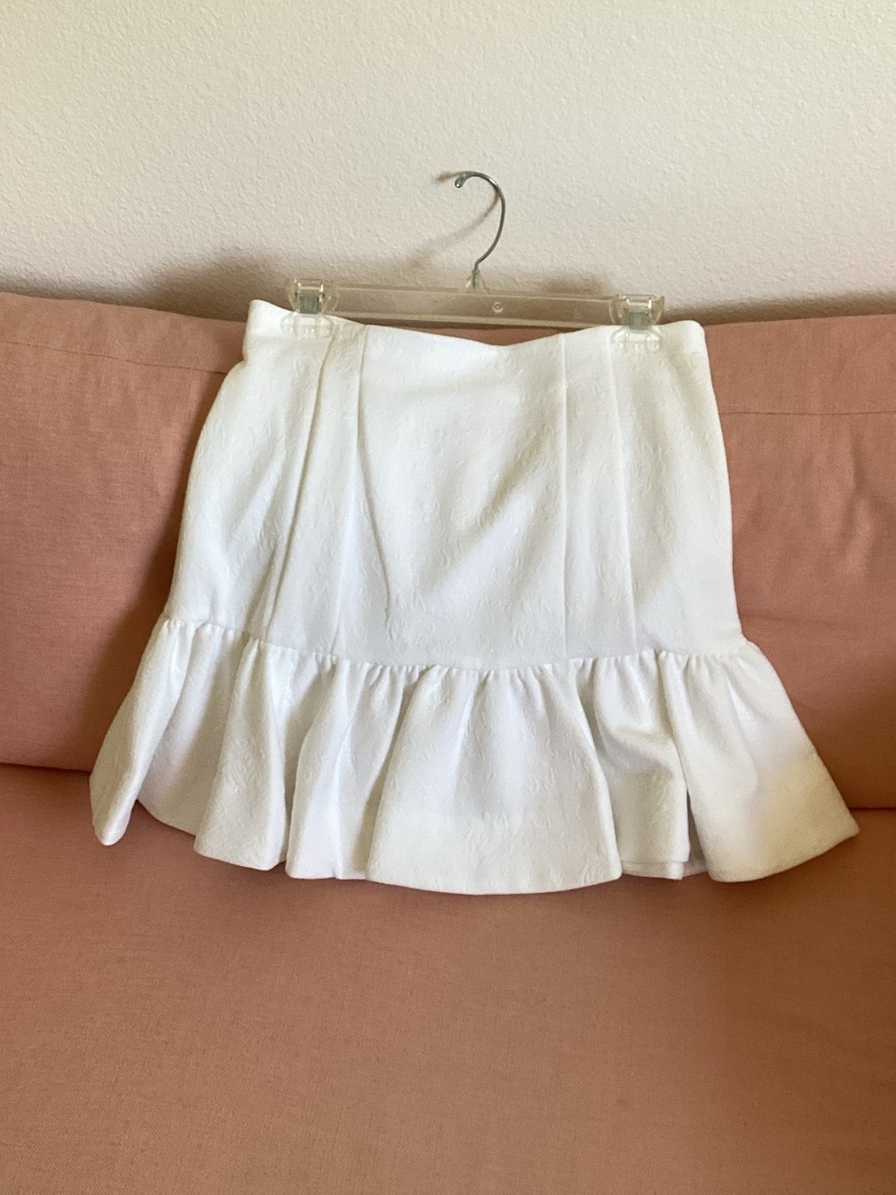Veronica Beard White Mini Skirt with Ruffle Hem
